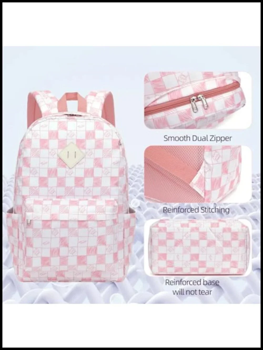 Girls' 3-Piece School Backpack Set with Lunch Box and Pencil Pouch, Polyester